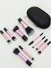 10-Piece Beginner Mini Makeup Brush Set with Crystal Handles - Portable Travel Kit with Brush Bag