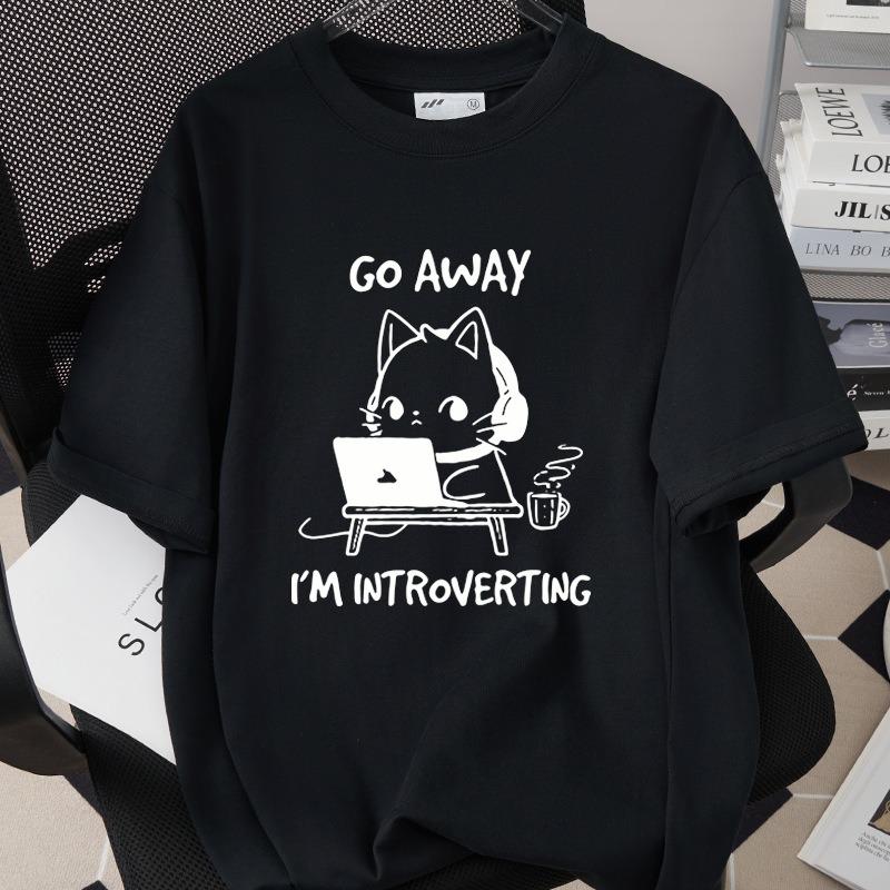 Interesting Cartoon Cat Short Sleeved T-shirt Neutral Casual Versatile Top Cute Cartoon Cat Daily Commuting Casual Home Clothes