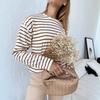 Autumn Long-sleeved Striped T-shirt Women's Casual Tops Women's Comfortable Loose Cotton T-shirt