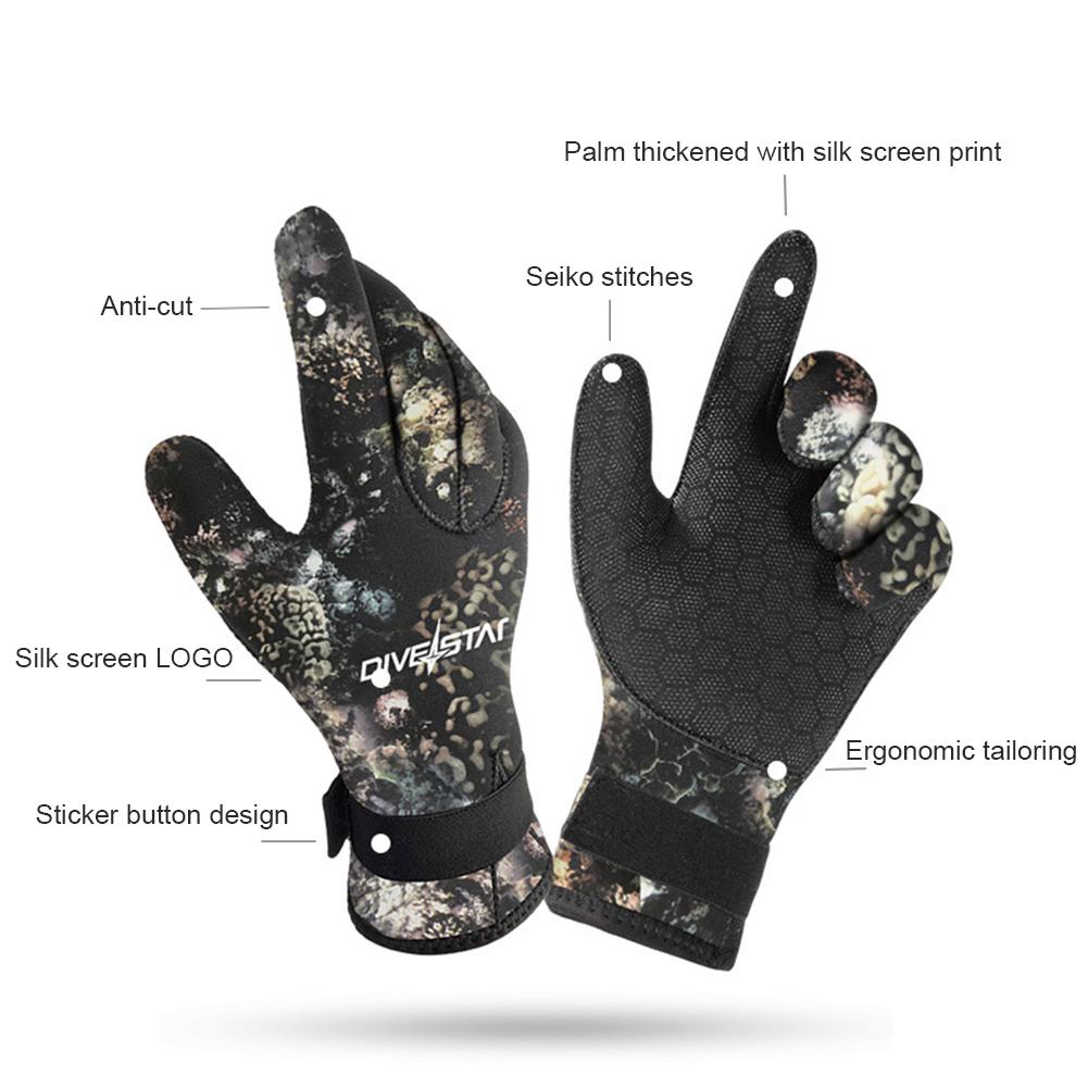 1Pair 3MM Anti-Cut Anti-Stab Diving Gloves Outdoor Warm Non-Slip Sports Rubber Gloves