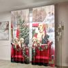 Set Of 2 Christmas Holiday Truck Puppy Curtains Suitable Living Room Bedroom Home Decoration Curtain With Blackout Polyester Perfect For Area