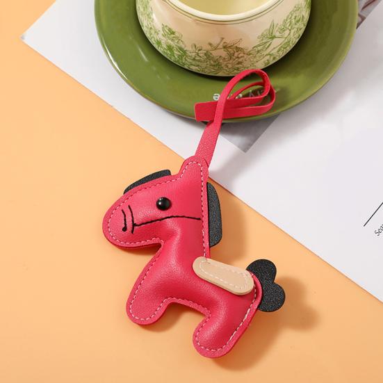Keychain Vibrant Color Faux Leather Horse Design Key Chain with Lanyard Backpacks Car Keys Handbags Bag Accessory