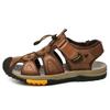 Large Size New Summer Men's Top Layer Cowhide Bag-Toe Casual Outdoor Beach Sandals Comfortable Velcro Non-Slip Breathable