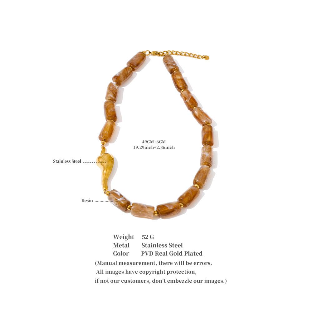Eetit 50+5cm Coffee Resin Cylinder Chili Chain Necklace 2025 Stainless Steel Autumn Winter Statement Jewelry 2025 Gift Recommend