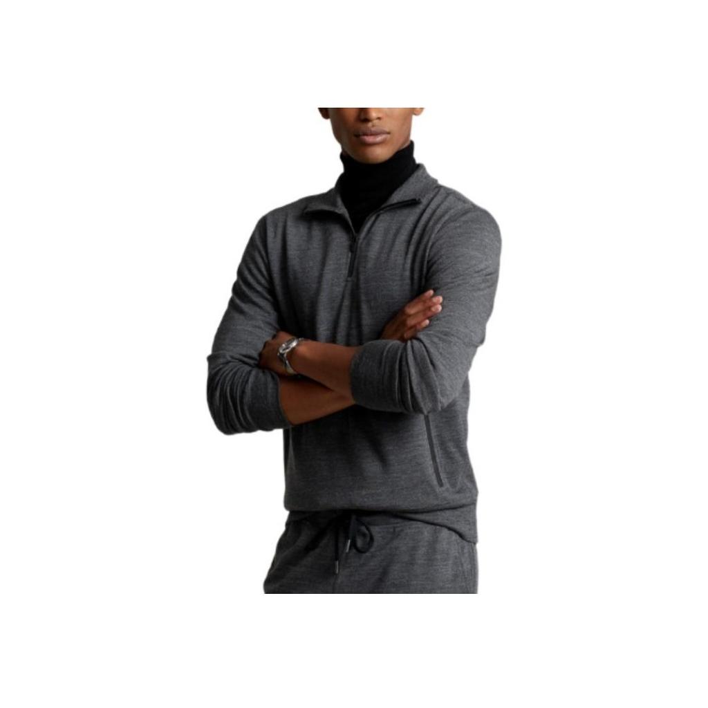Polo Ralph Lauren FW22 Solid Color Half-Zip Long Sleeve Sweatshirt Men Sweatshirt Gray MNPOKNI16822302-020