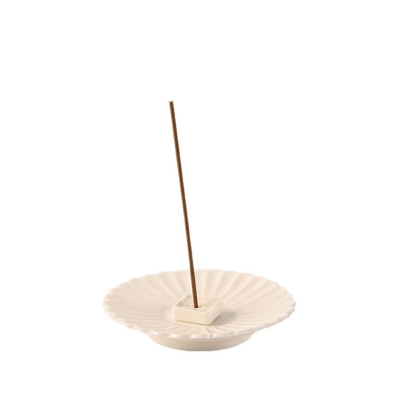 Elegant Petal-Shaped White Ceramic Incense Stick Holder - Zen Home Decor