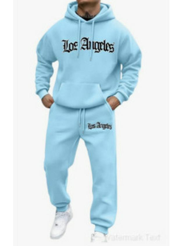 Trendy Hooded Letter Print Sweatshirt Set for Autumn/Winter