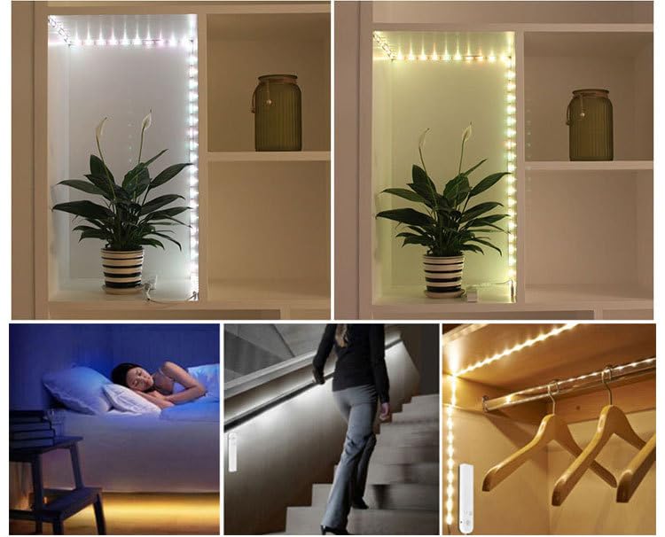 KOYOKOMA LED Strip Light with Light Motion Automatic Continuous Tape Sensor, Sensor, On/Off, On, USB/Battery Operated, Waterproof, Cut-Off, Backlight,