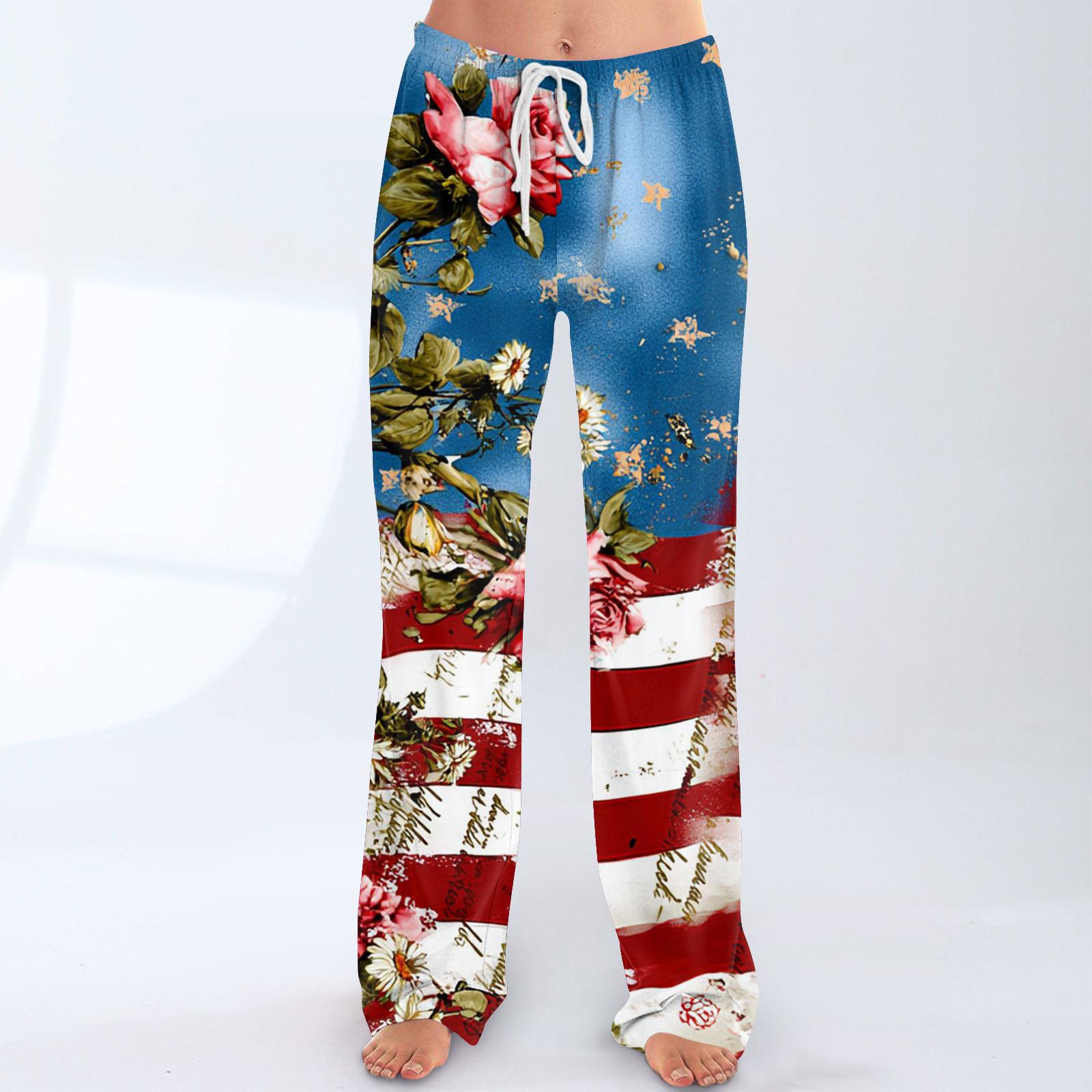 

Women s Fashion Loose-Fit Drawstring Elastic Waist Casual Printed Pants XL