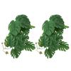 2PCS Artificial Water Plant Simulation Vine Lifelike Plastic Leaves Decoration with Suction Cup for Fish Tank
