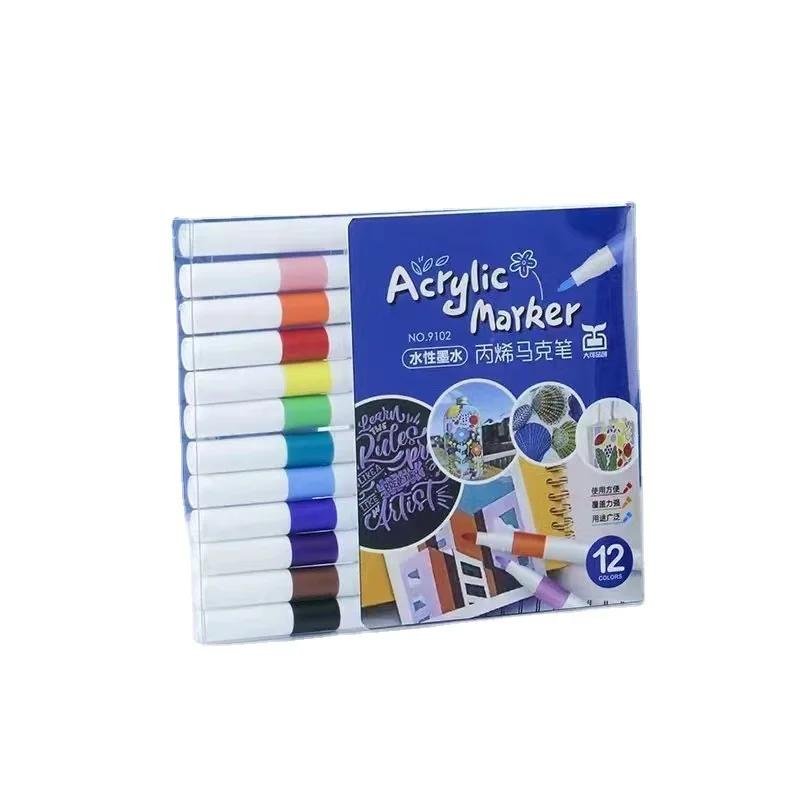 Set di pennarelli acrilici 12-60 colori Penna Pittura Arte Pennarello Punta Morbida per Bambini Pittura su Pietra Ceramica Vetro Legno Tessuto
