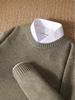 Men's Pure Wool Thickened Winter Pullover - Color Block Round Neck Cashmere Sweater