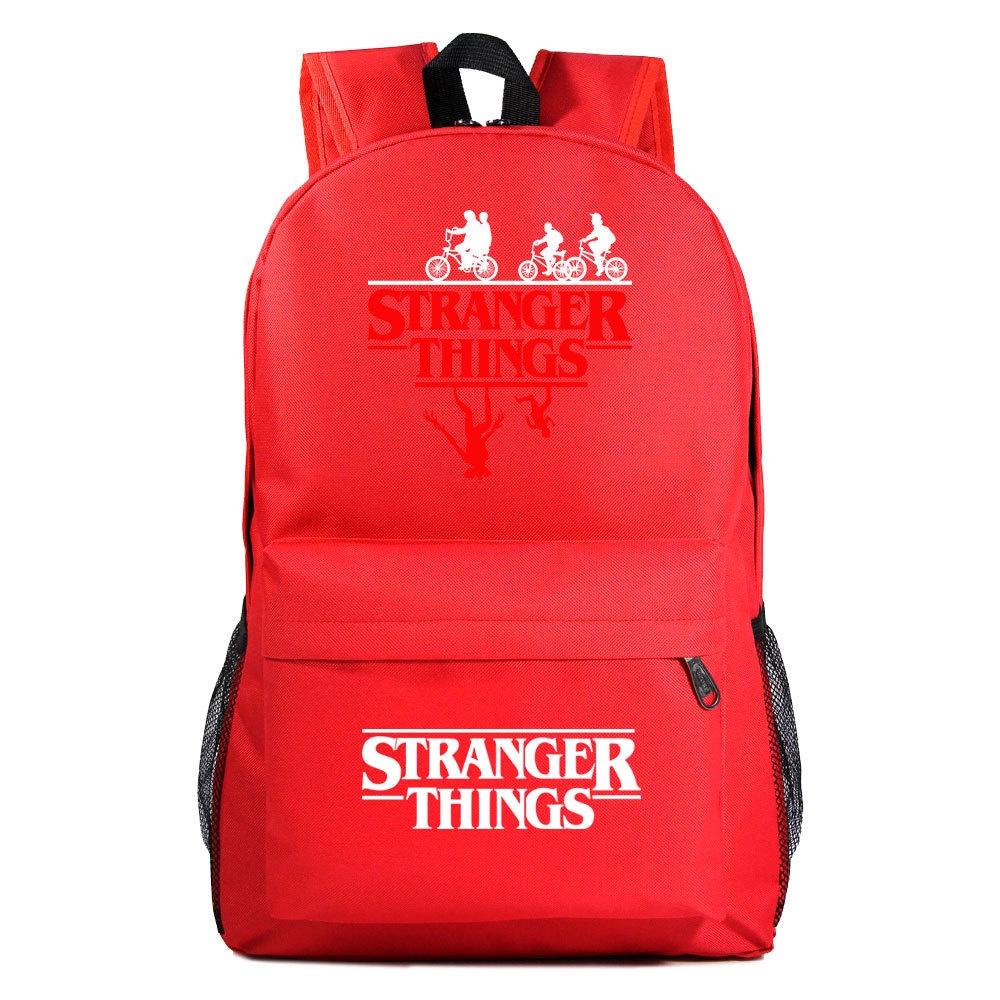 A102 Stranger Things Oxford-Stoffrucksack in Bonbonfarben, wasserdicht und strapazierfähig, ideal für Teenager und Reisende, mit Charaktermotiven)