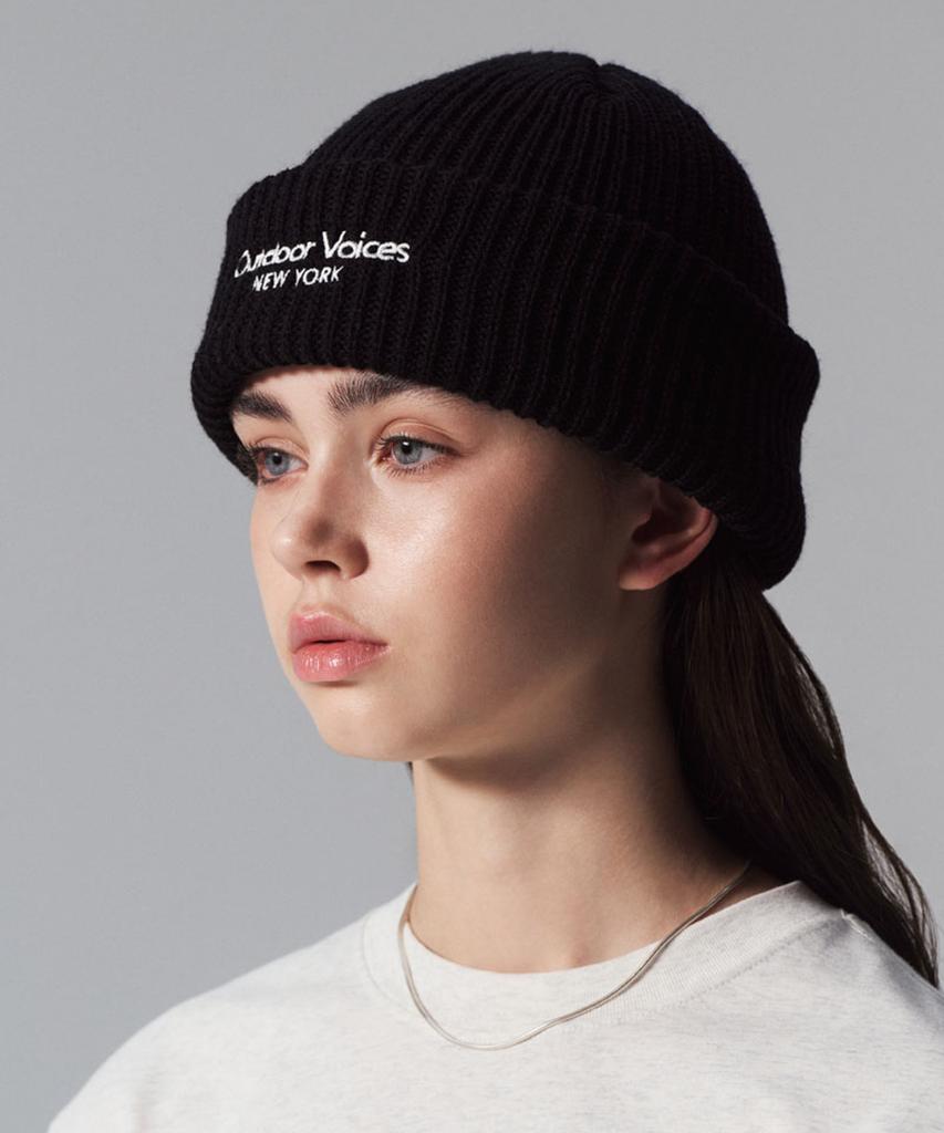 Ausdoeoboiseu Classic Logo Ny Cuff Beanie (Black)