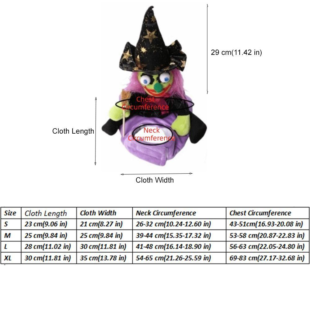 Adjustable Chest Strap Wizard Riding Dog Clothes 3D Doll Halloween Pet Dress UP for Pet Party