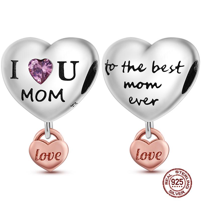 Copper Charms Great Love Mother Family Sister Pink Heart Tulip Cha Beads Fit Original Bracelet Diy Mother'S Day Jewelry Gift