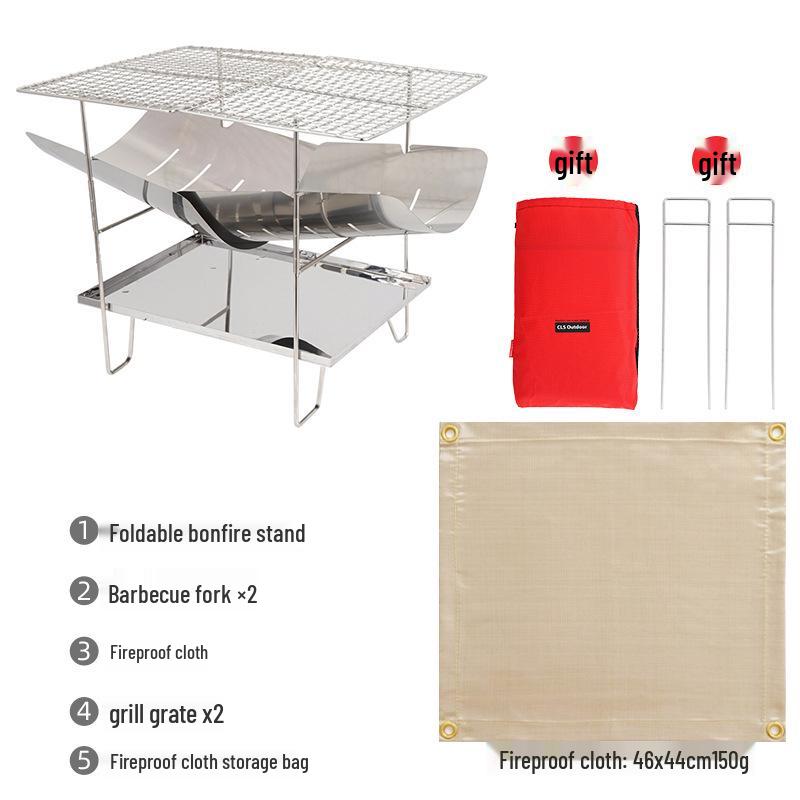 Ultra-Light Foldable Portable Barbecue Fire Pit and Stove