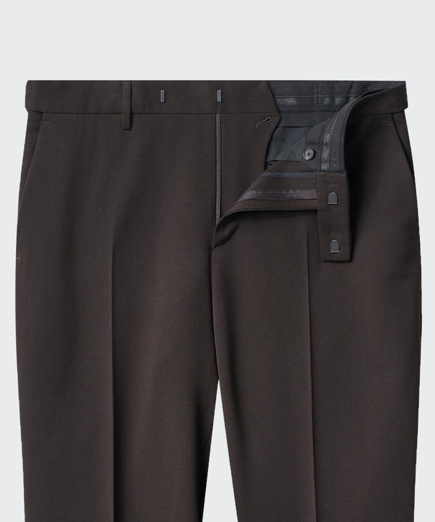 Musinsa Standard Tapered Hidden Banding Crop Slacks [Dark Brown]