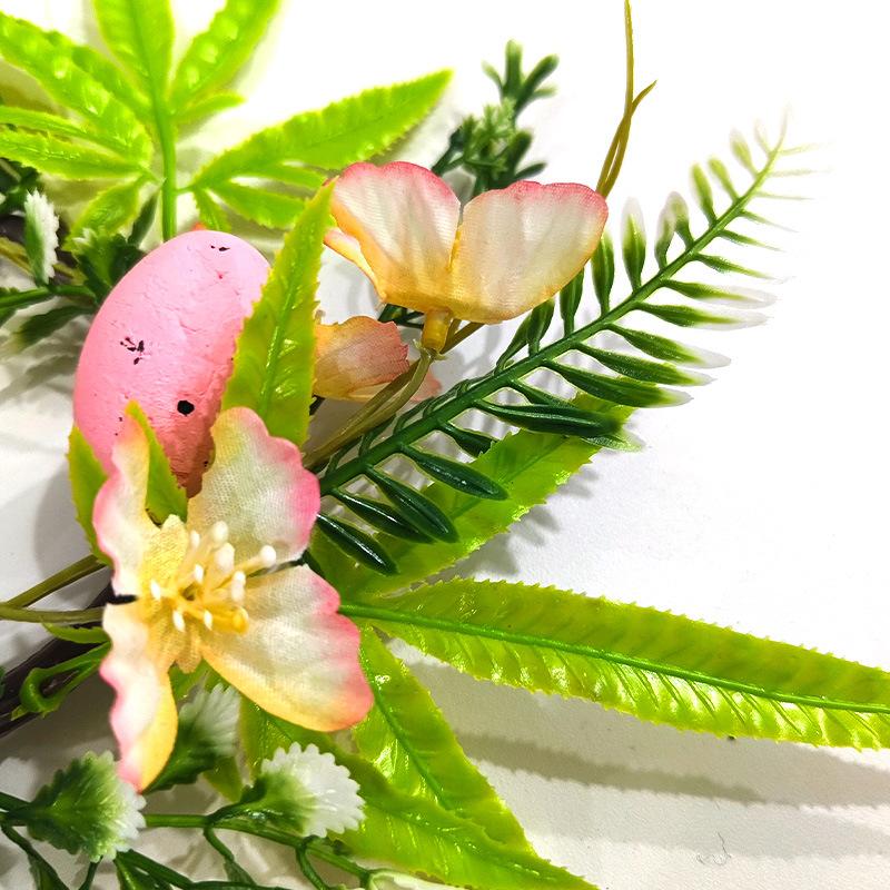 Easter Egg Flower Wreath Artificial Flowers Butterfly Candlestick Wreaths Garland Candle Holder Ring Table Home Party Decoration