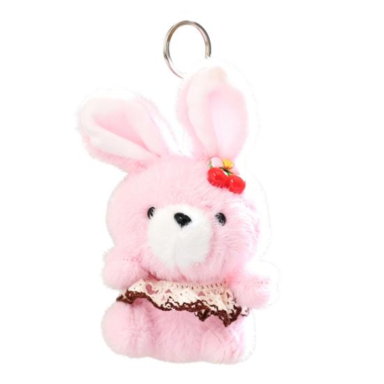 Cute Cherry Bunny Plush Keychain, Small Rabbit Stuffed Animal Pendant for Bag Backpack Purse, Kawaii Cartoon Key Ring Charm, Gift for Girls Women