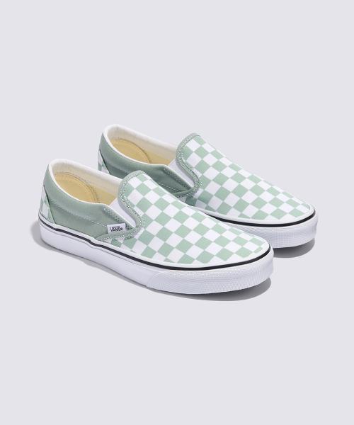 Vans VANS Classic Slip-On - (Teoria culorii) Gri Checked Măsliniu VN000D6YEMW1 [Expediat din Coreea] 100% Autentic