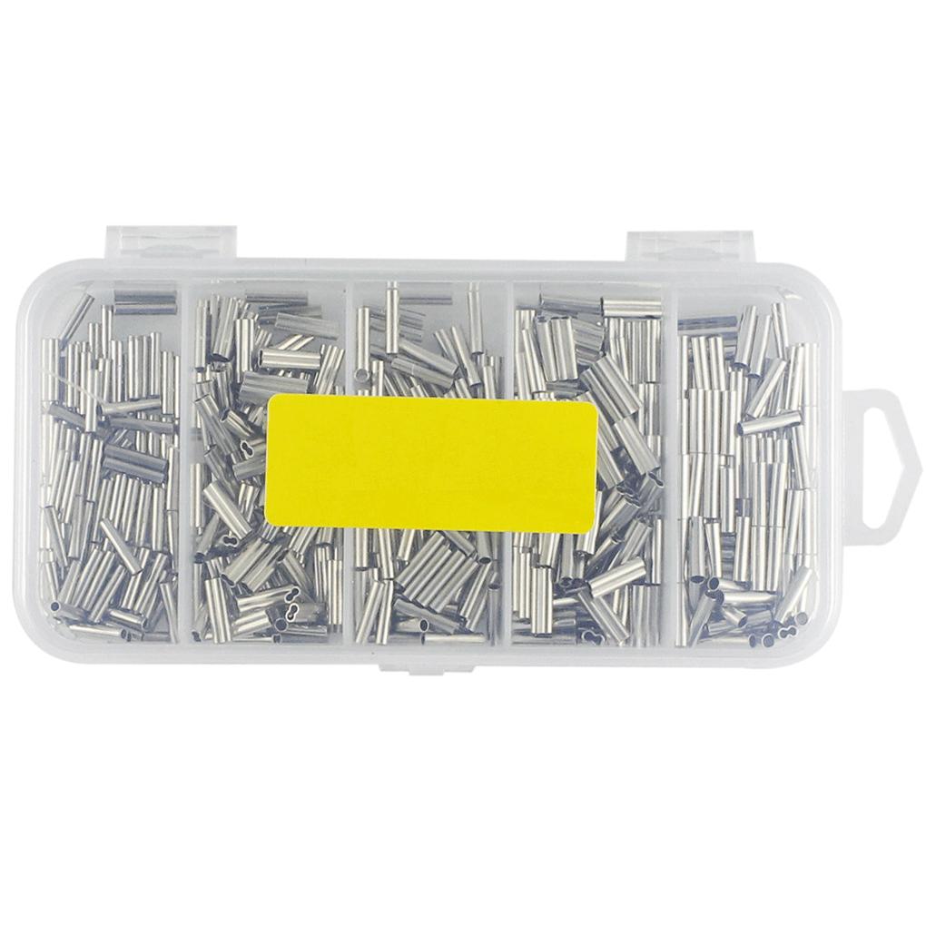 500Pcs/Box Aluminum Fishing Crimping Sleeves Wire Copper Tube Portable Outside Connectors Equipment Tools