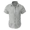 Mens Casual Lightweight Striped Short Sleeve Shirt Button Down Cotton Dress Shirt