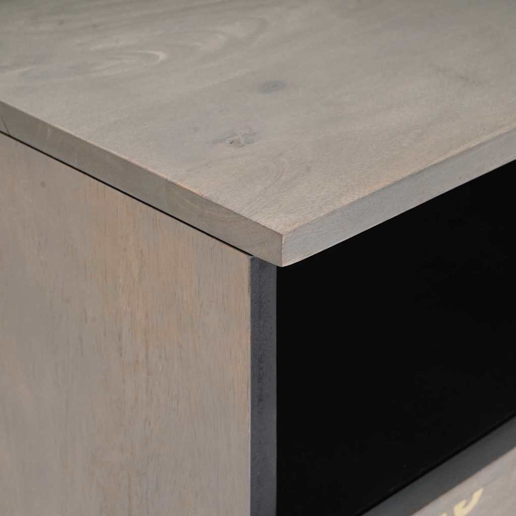 TV Cabinet with Drawers Gray 80 x 33 x 46 cm Solid Mango Wood