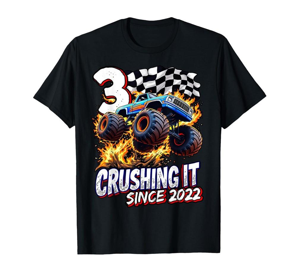 Birthday Monster Truck 3 year Old Boys 3rd Party Born 2022 T-Shirt Unisex T-Shirt M