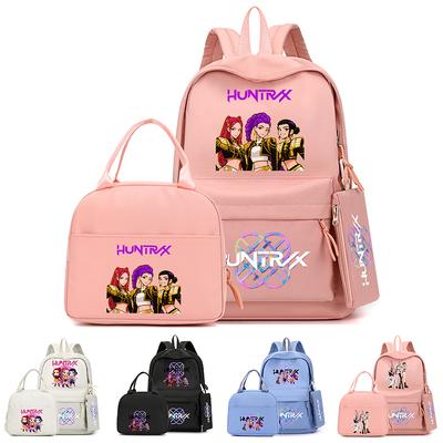 4Pcs/set Anime K-Pop Printed Backpack with Pencil Case Handbag for Teenager Student Boy Girl Bookbag Schoolbag Large Capacity Travel Bag Rucksak
