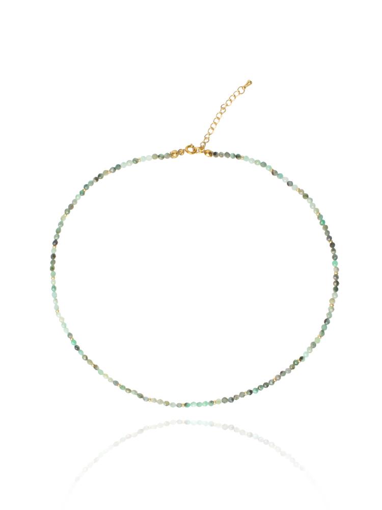Bien Vetu 3Mm Carved Emerald Gold Ring Layered Necklace