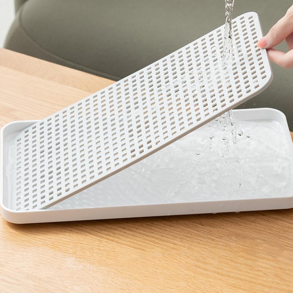 Double Tier Draining Tray Hollow Draining Tableware Tray Drain Holder Tableware Drying