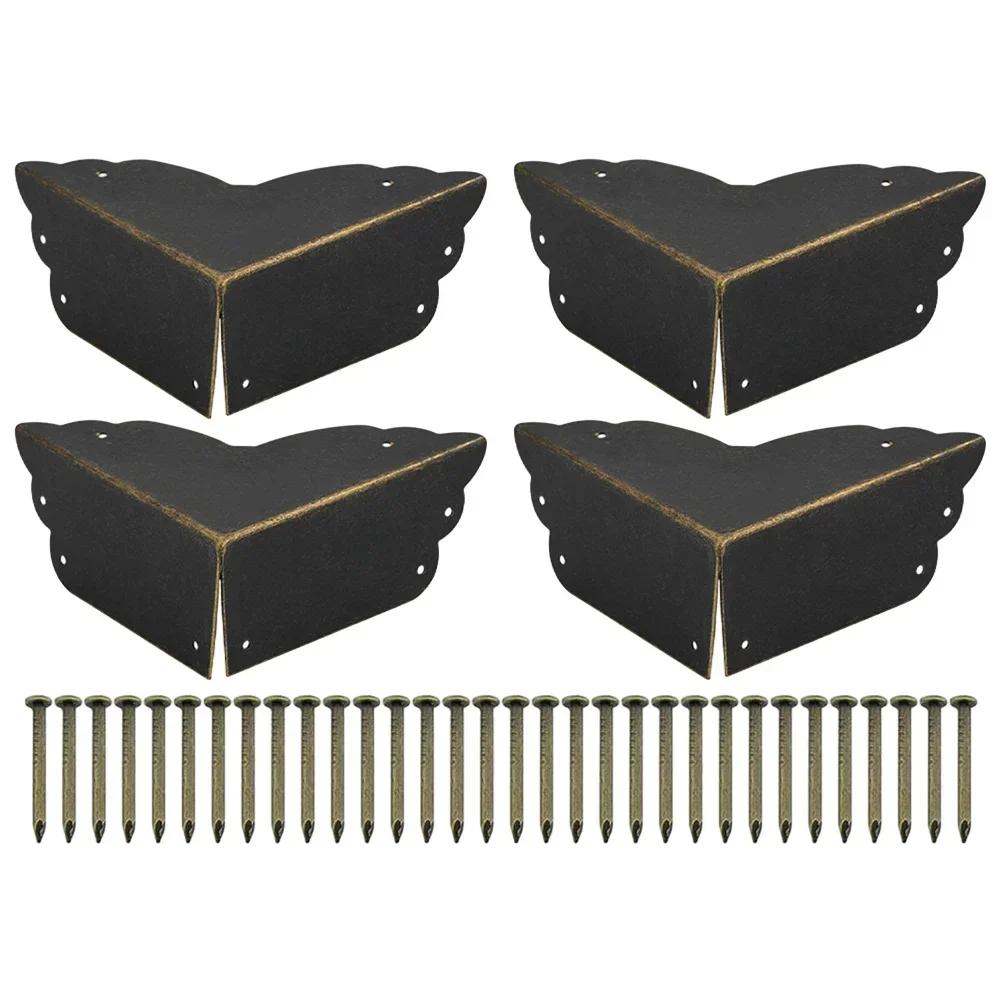 4pcs Corner Guard Antique Wrapped Corners Decorative Jewelry Chest Wine Gift Box Wooden Case  Furniture Corner Protector Cover