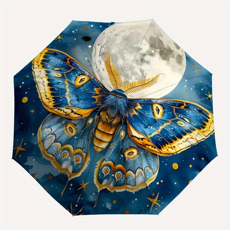 

1pc Moonlight Butterfly Automatic Open/Close Umbrella with Windproof, Functional Design, 8-Rib Sturdy Canopy