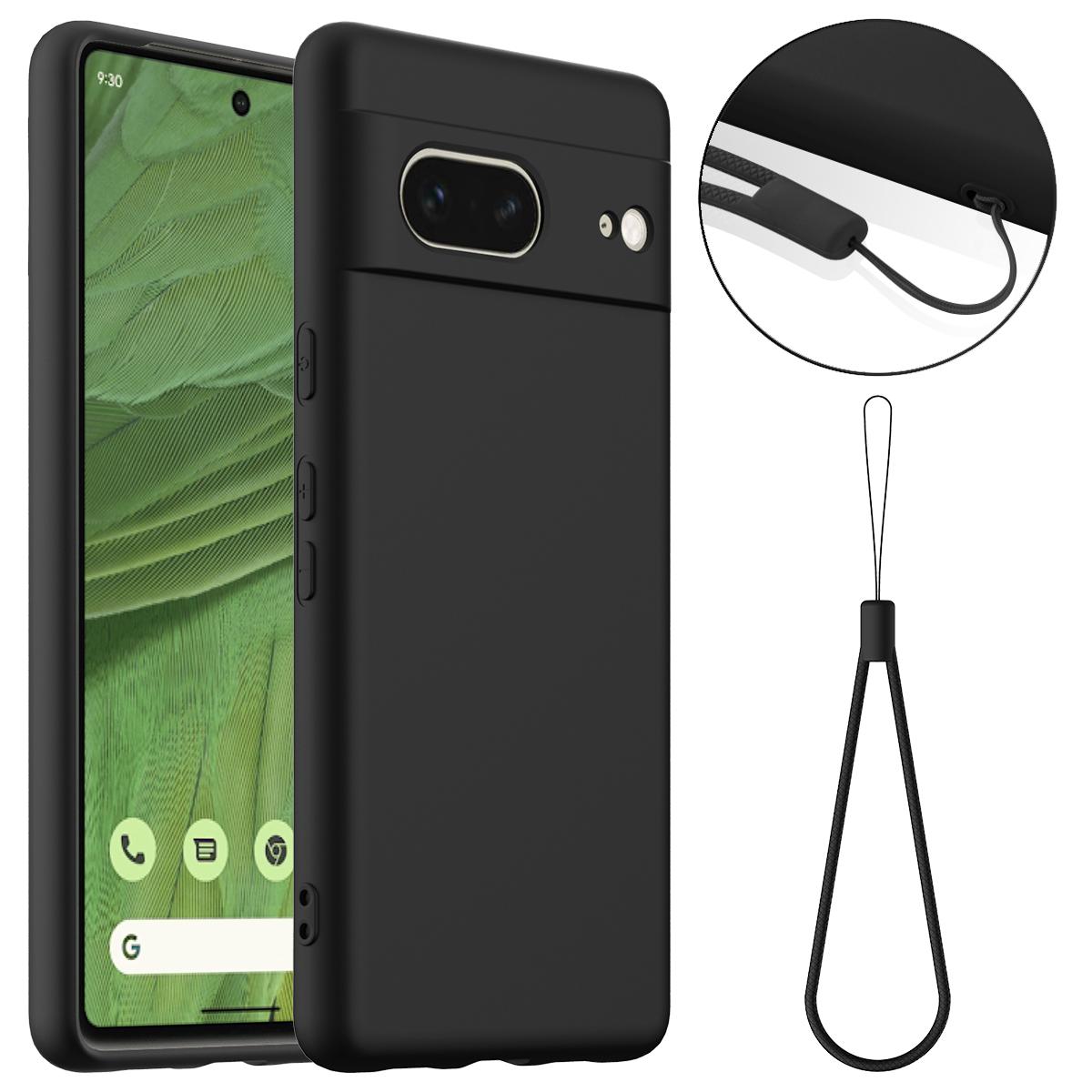 Чехол для Google Pixel 7 5G, совместимый с MagSafe, из жидкого силикона, с ремешком Black