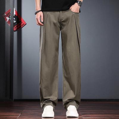 Jie Leinuo Men's Casual Wide-Leg Straight Trousers