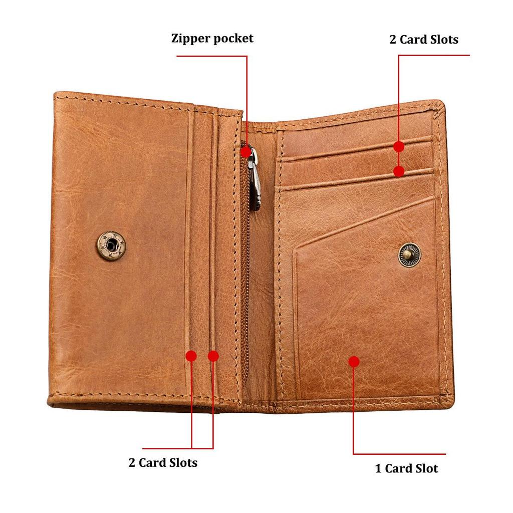 High Quality Mens and Womens Leather Zipper Coin Purse ID Card Holder Anti-magnetic RFID Anti-theft Credit Card Pouches Small Wallet