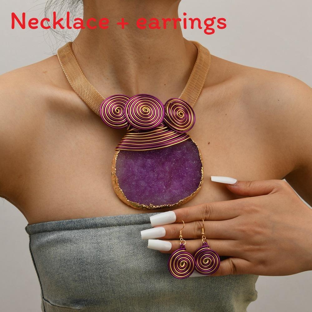 Resin With Short Necklace And Earrings Set For Trendy Fashion Looks