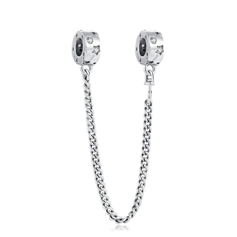 New 925 Silver Butterfly Stars & Moon Sunflower Safety Chains Spacer Beads Charms Fit Original Bracelets DIY Jewelry