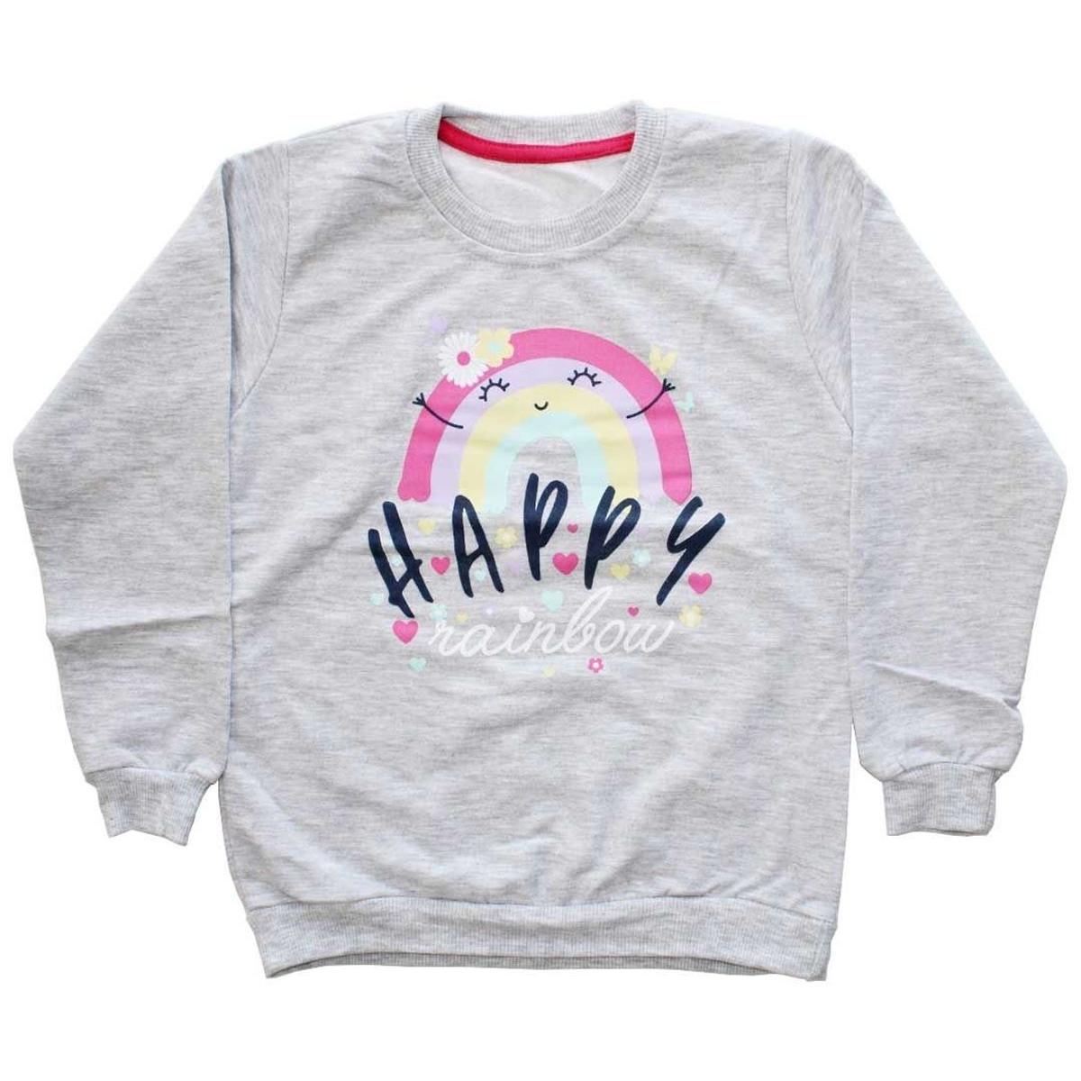 

Серый свитшот с принтом Happy Rainbow для девочек 5-6 Years