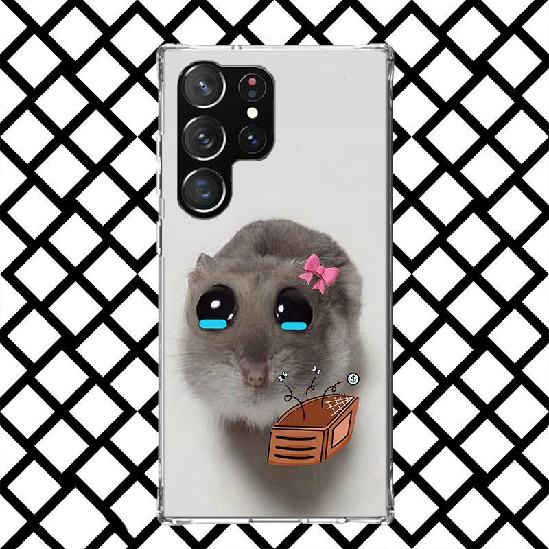 Funny Sad Hamster Meme Phone Case for Samsung Galaxy S26 S25 Edge S24 S23 Ultra S22 Plus S21 FE S20 + Soft Cover Print Fundas Ga