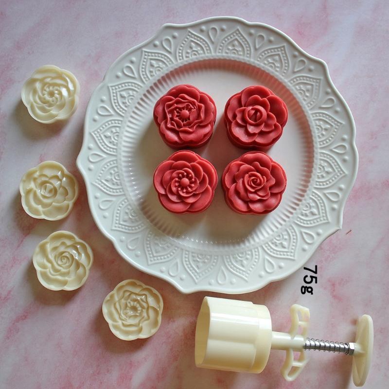 Hand Pressure Moon Cake Molds Flower Pattern Cookie Stamp Moon Cake Maker MidAutumn Festival making Cookie Pastries Tool