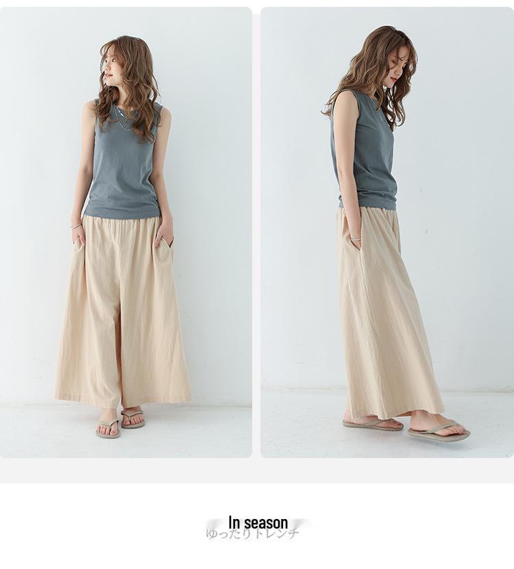 Rakuten Kadın Keten Pamuk Çok Renkli Bol Geniş Paça Cepli Culottes – Ekstra Uzun İlkbahar/Yaz Günlük Pantolon 2021 Koleksiyonu.