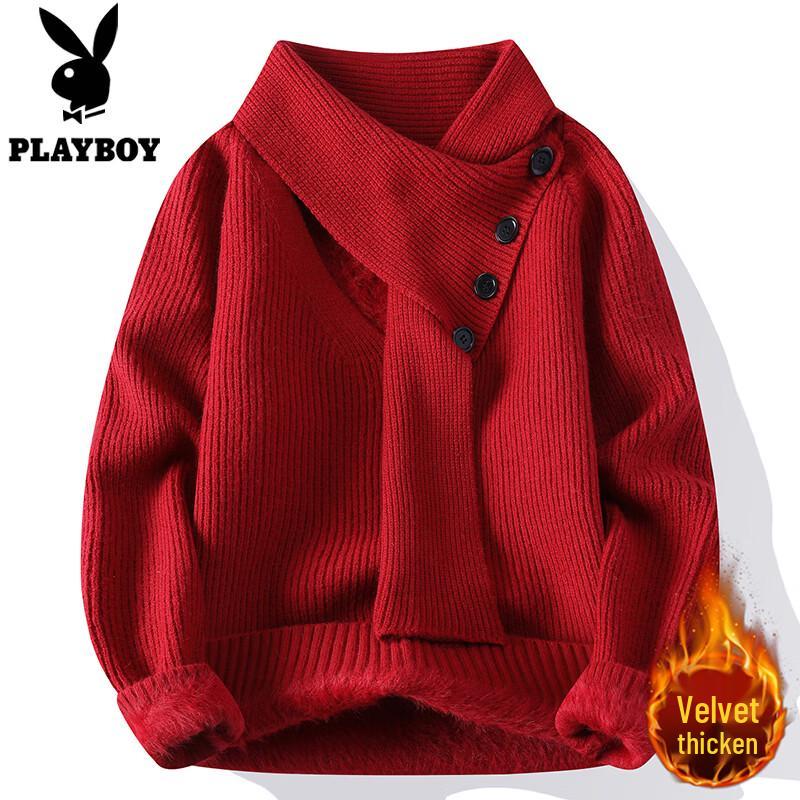 PLAYBOY Men's Thickened Knit Sweater