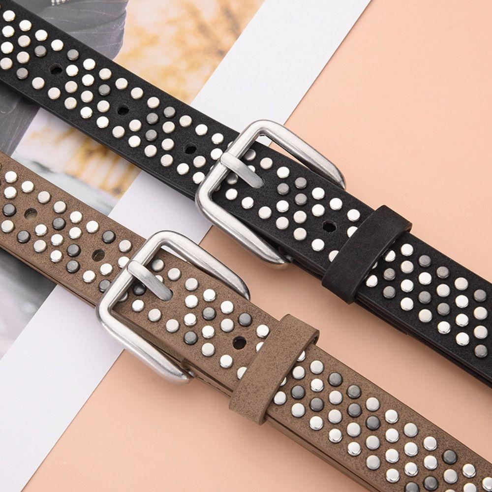 Luxury Design Business Waist Belt Retro Punk Waistband Suede Rivet Belt  Paired with Skirts Jeans