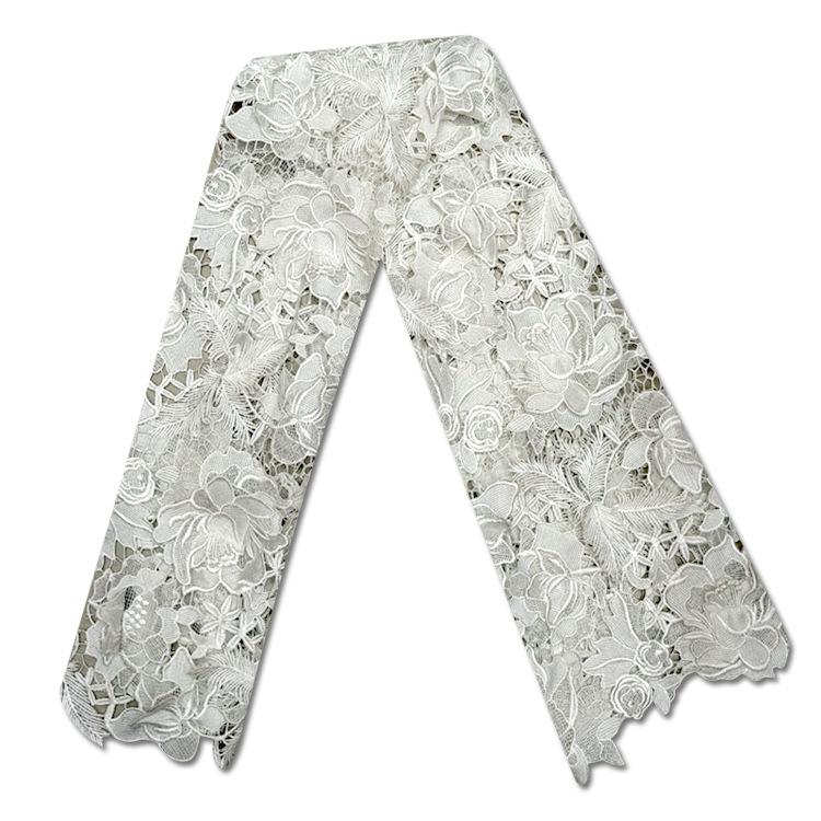 Water-Soluble Lace Fabric, Polyester Silk Embroidery Full, Heavy Industry Ordering, Gold, Cashew Pattern Embroidery Cloth