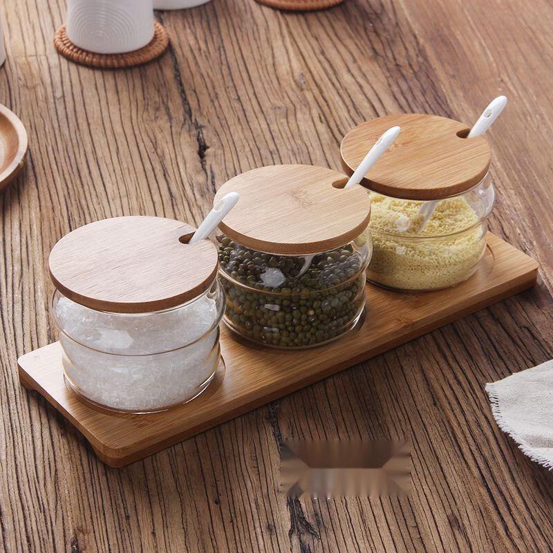 Japanese Style Glass Seasoning Jar Set