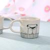 Creative Ceramic Mug Hand Painted Cat Dog Couple Coffee Cup Cartoon Design