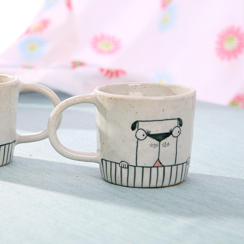 

Creative Ceramic Mug Hand Painted Cat Dog Couple Coffee Cup Cartoon Design 301-400ml