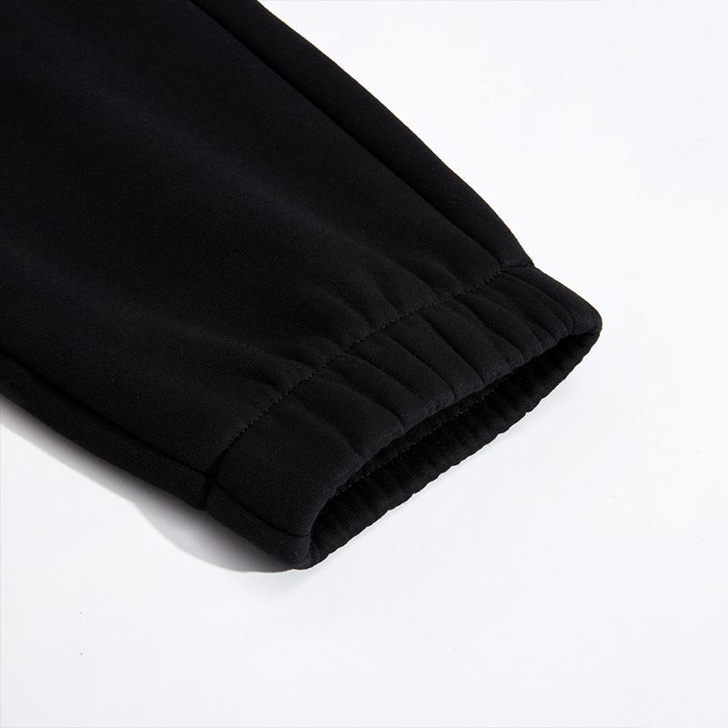 Li-Ning Solid Color Fleece Elastic Waist Loose Straight Leg Knit Sports Pants Men Bottoms Black AKLUE29-1
